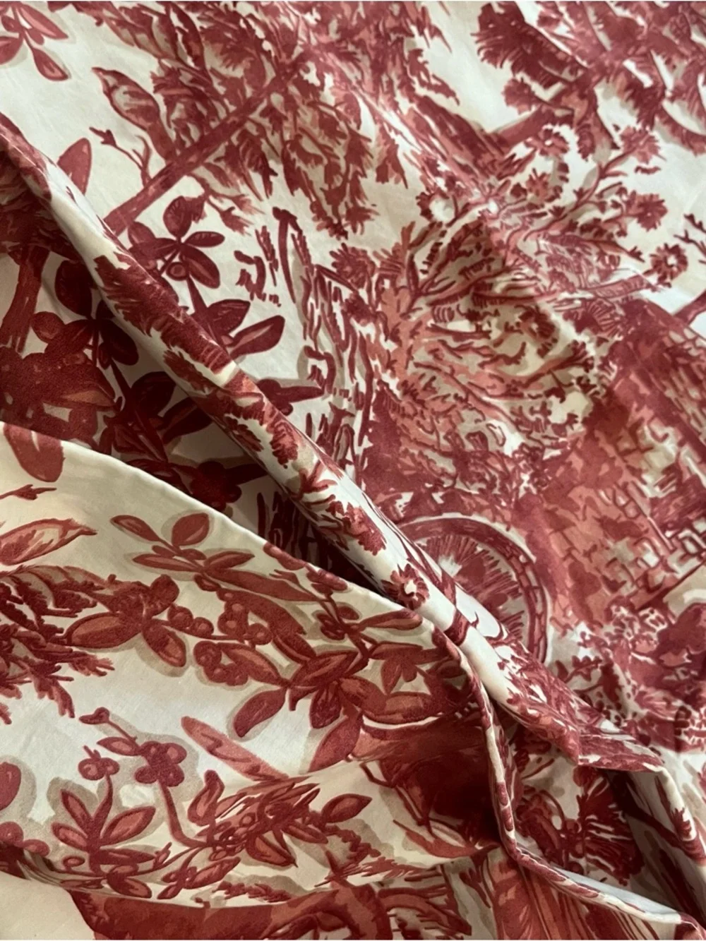 Pottery Barn Duvet Cover Red Alpine Toile Queen Cotton Woodsy Deer Cabin Charm